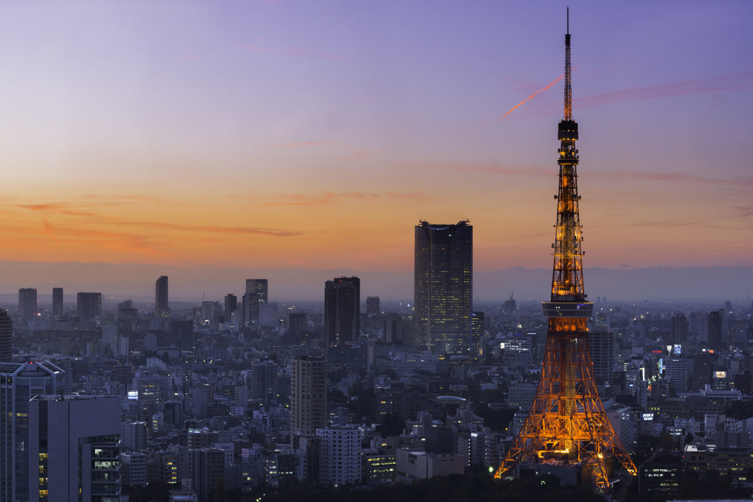 Tokyo Tower at sunset and twilight hours